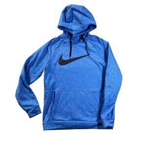 Nike Hoodie Sweatshirt - Mens M Blue Therma-Fit - Big Swoosh Athletic - M